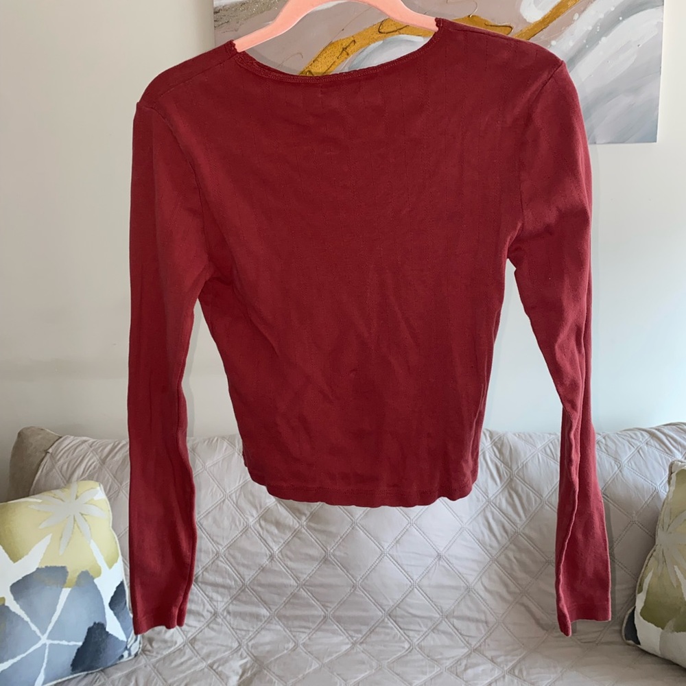 TopShop Red Long-sleeve Top